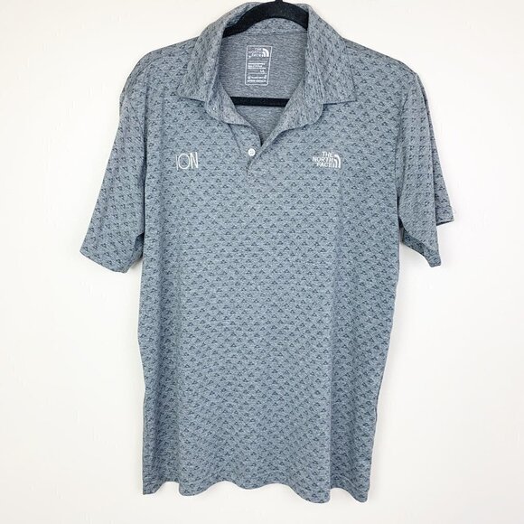 The NorthFace Grey All-over Print Embroidered Polo Shirt Size Large - Picture 1 of 7